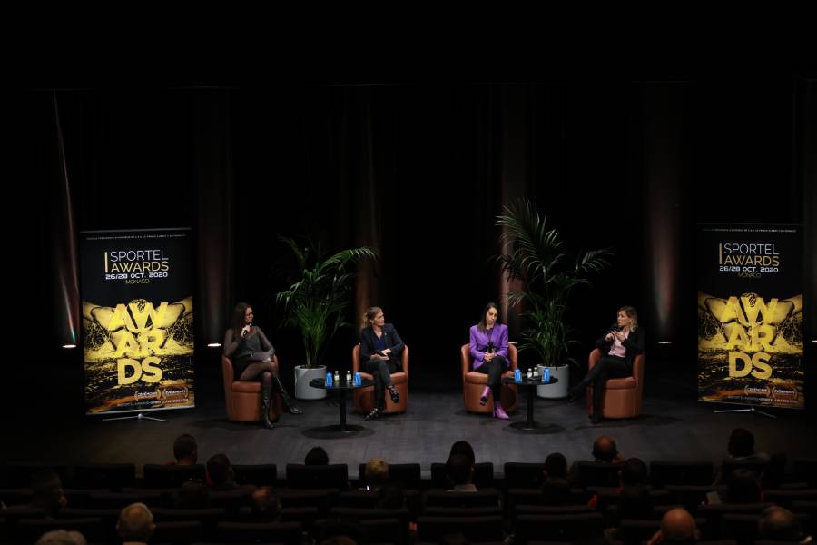 Meeting on women's soccer with Frédérique Jossinet, Director of Women's Football, Laure Boulleau, former PSG player and Jessica Houara, former Olympique Lyonnais player - SPORTEL Awards 2020